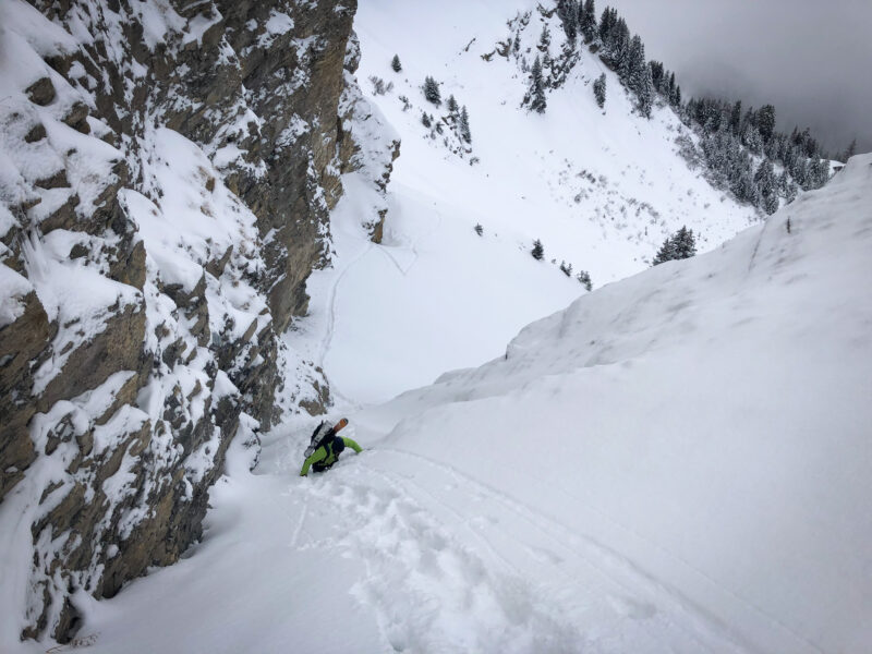 Couloir Sud Ouest Roche Parstire Lac de Roselend Roche Parstire Col du Pré ski de randonnée Beaufortain Arêches Beaufort